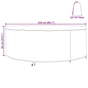 vidaXL Κάλυμμα επίπλων 244x244x85cm Υφασμα Oxford 210D Γύρος 1 τεμ.