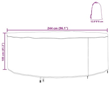 vidaXL Κάλυμμα επίπλων 244x244x105cm Υφασμα Oxford 210D Γύρος 1 τεμ.