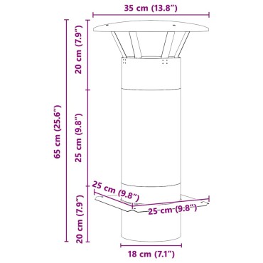 vidaXL Επέκταση Καμινάδας Ασημί 35 x 35 x 65 εκ Ανοξείδωτο ατσάλι