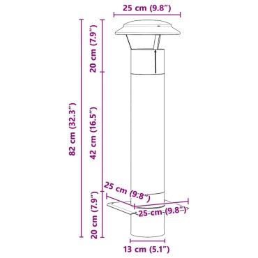 vidaXL Επέκταση Καμινάδας Ασημί 25 x 25 x 82 εκ. Ανοξείδωτο ατσάλι