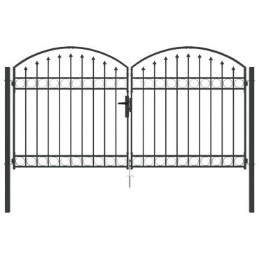vidaXL Πύλη Φράχτη ASSEN 301 x 200 εκ. Ατσάλι Γκρι Κλειδώσιμο