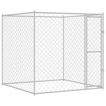 vidaXL Κλουβί σκύλου Ασημί 200 x 200 x 200 cm Επικαλυμμένος Χάλυβας