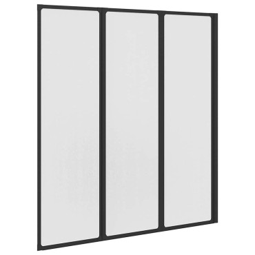 vidaXL Διαχωριστικό ντους Μαύρο 132 x 2 x 140 εκ Αλουμίνιο και PP