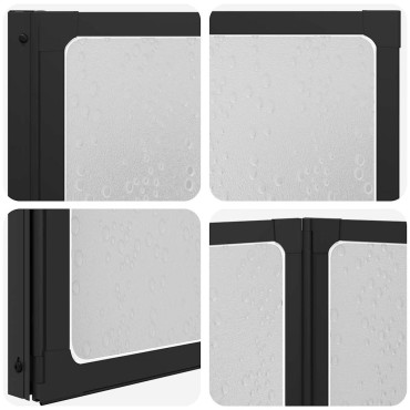 vidaXL Διαχωριστικό ντους Μαύρο 132 x 2 x 140 εκ Αλουμίνιο και PP