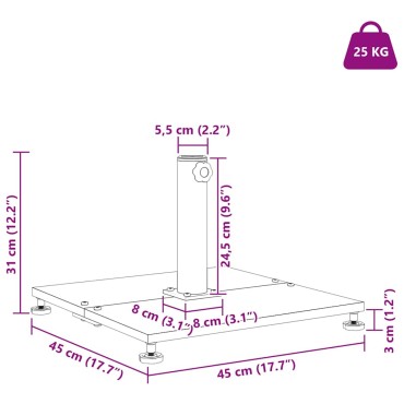 vidaXL Βάση ομπρέλας 25.95 kg Μαύρο τετράγωνο