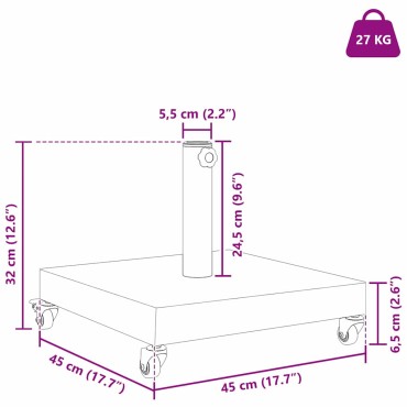 vidaXL Βάση ομπρέλας Σκούρο Γκρι Ξύλινη όψη 45 x 45 x 31,5 εκ.
