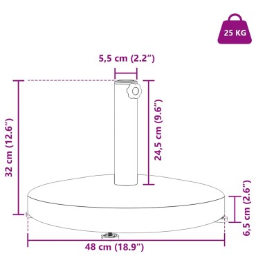 vidaXL Βάση ομπρέλας 24.6 kg Μαύρο Γύρος