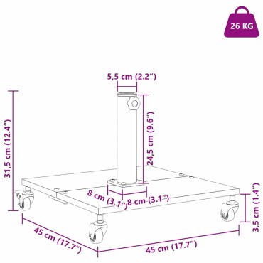 vidaXL Βάση ομπρέλας 26.75 kg Ανοιχτό Ξύλο τετράγωνο Ρυθμιζόμενο