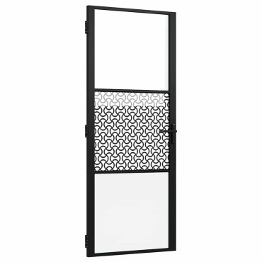 vidaXL Γυάλινη πόρτα Μαύρο 83 x 3,5 x 201,5 εκ Αλουμίνιο