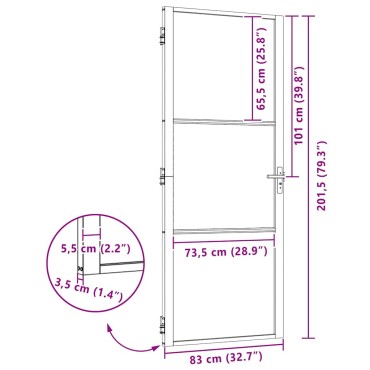 vidaXL Γυάλινη πόρτα Μαύρο 83 x 3,5 x 201,5 εκ Αλουμίνιο