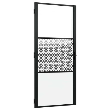 vidaXL Γυάλινη πόρτα Μαύρο 93 x 3,5 x 201,5 εκ Αλουμίνιο
