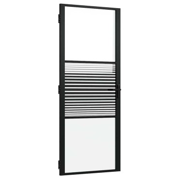 vidaXL Γυάλινη πόρτα Ριγέ Μαύρο 83 x 3,5 x 201,5 εκ Αλουμίνιο