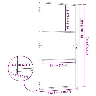 vidaXL Γυάλινη πόρτα 102,5 x 3,5 x 201,5 εκ Αλουμίνιο Μαύρο