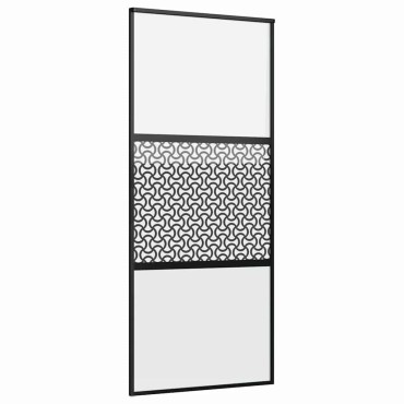 vidaXL Γυάλινη πόρτα Μαύρο 90 x 2 x 205 εκ. Αλουμίνιο