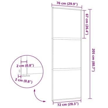 vidaXL Γυάλινη πόρτα 76 x 2 x 205 εκ. Αλουμίνιο Μαύρο