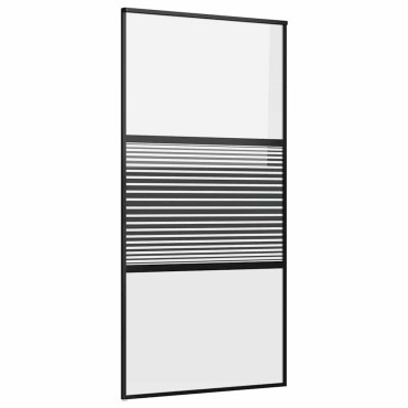 vidaXL Γυάλινη πόρτα Ριγέ Μαύρο 102,5 x 2 x 205 εκ. Αλουμίνιο
