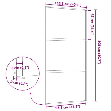 vidaXL Γυάλινη πόρτα Ριγέ Μαύρο 102,5 x 2 x 205 εκ. Αλουμίνιο