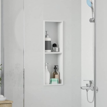 vidaXL Νίτσα Μπάνιου Λευκός 60 x 20 x 9,5 εκ Ανοξείδωτο ατσάλι