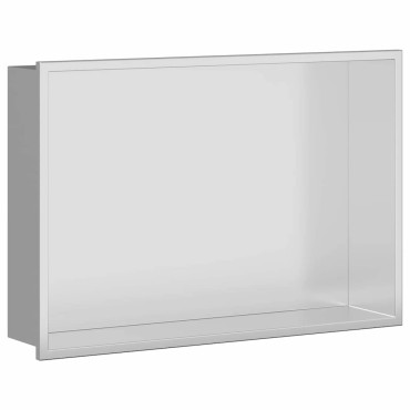 vidaXL Νίτσα Μπάνιου Ασημί 45 x 30 x 9,5 εκ. Ανοξείδωτο ατσάλι