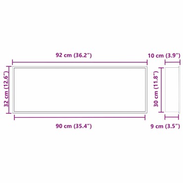 vidaXL Νίτσα Μπάνιου Μαύρο 90 x 30 x 9,5 εκ. Ανοξείδωτο ατσάλι