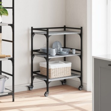 vidaXL Τρόλεϊ Κουζίνας Sonoma Γκρι 50x35x75,5cm Επεξεργασμένο Ξύλο 1 τεμ.