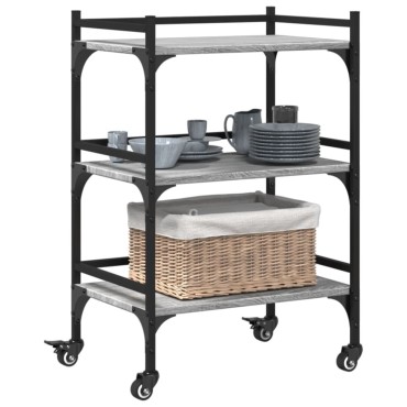 vidaXL Τρόλεϊ Κουζίνας Sonoma Γκρι 50x35x75,5cm Επεξεργασμένο Ξύλο 1 τεμ.