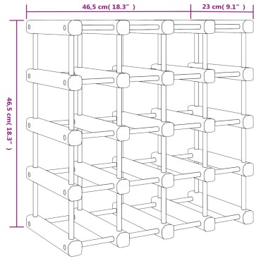 vidaXL Ραφιέρα Κρασιών για 20 Κρασιά 46,5x23x46,5cm Μασίφ Ξύλο Πεύκου 1 τεμ.