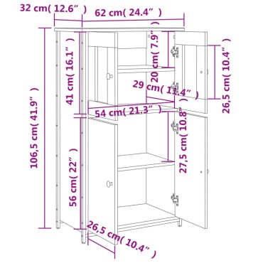 vidaXL Ντουλάπι Γκρι Sonoma 62x32x106,5cm από Επεξεργασμένο Ξύλο 1 τεμ.