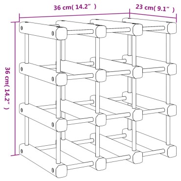 vidaXL Ραφιέρα Κρασιών για 12 Μπουκάλια 36x23x36cm Μασίφ Ξύλο Πεύκου 1 τεμ.