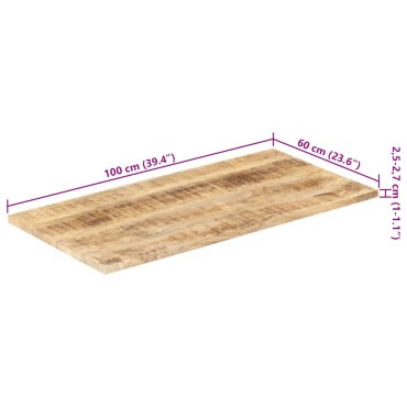 vidaXL Επιφάνεια Τραπεζιού 25-27 χιλ. 100x60cm από Μασίφ Ξύλο Μάνγκο 1 τεμ.