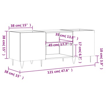vidaXL Δισκοθήκη Sonoma Δρυς 121x38x48cm από Επεξεργασμένο Ξύλο