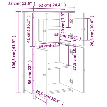 vidaXL Ντουλάπι Sonoma Δρυς 62x32x106,5cmαπό Επεξεργασμένο Ξύλο 1 τεμ.