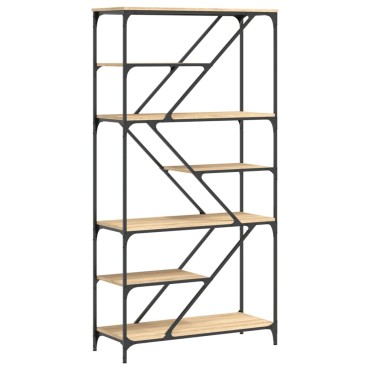 vidaXL Βιβλιοθήκη Sonoma Δρυς 91x36x176cm Επεξεργ. Ξύλο / Ατσάλι 1 τεμ.