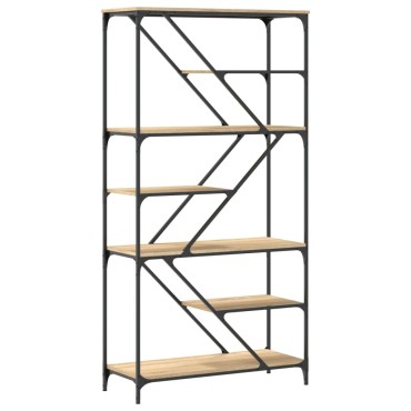vidaXL Βιβλιοθήκη Sonoma Δρυς 91x36x176cm Επεξεργ. Ξύλο / Ατσάλι 1 τεμ.
