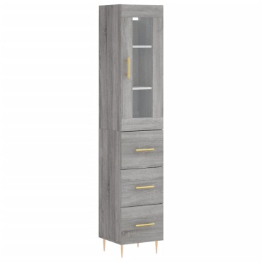 vidaXL Μπουφές Sonoma Γκρι 34,5x34x180cm από Επεξεργασμένο Ξύλο 1 τεμ.