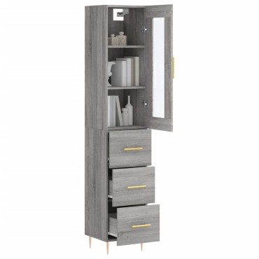 vidaXL Μπουφές Sonoma Γκρι 34,5x34x180cm από Επεξεργασμένο Ξύλο 1 τεμ.