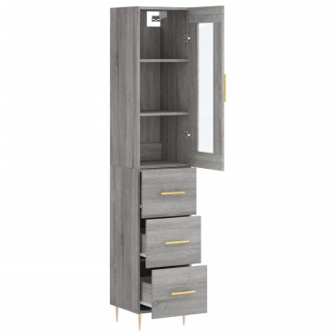 vidaXL Μπουφές Sonoma Γκρι 34,5x34x180cm από Επεξεργασμένο Ξύλο 1 τεμ.