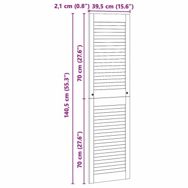 vidaXL Πόρτα Ντουλάπας με πόρτα 2 τεμ. Φυσικό 140,5 x 39,5 εκ