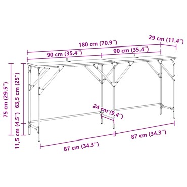 vidaXL Τραπέζι κονσόλας Παλιό Ξύλο 180x30x75cm Επεξεργασμένο Ξύλο 1 τεμ.