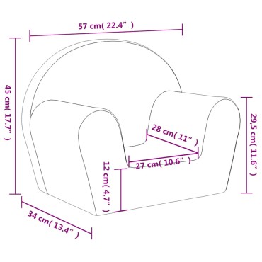 vidaXL Παιδικός καναπές Cream Soft Plush 57x34x45cm