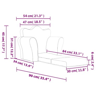 vidaXL Καναπές/Κρεβάτι Παιδικός Κρεμ από Μαλακό Βελουτέ Ύφασμα 54x(34-90)x45cm 1 τεμ.
