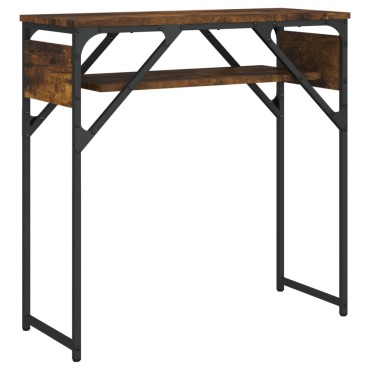 vidaXL Τραπέζι Κονσόλα με Ράφι Καπνιστή Δρυς 75x30x75cm Επεξ. Ξύλο 1 τεμ.