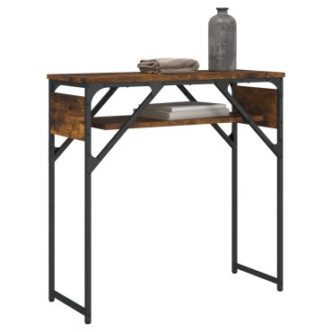vidaXL Τραπέζι Κονσόλα με Ράφι Καπνιστή Δρυς 75x30x75cm Επεξ. Ξύλο 1 τεμ.