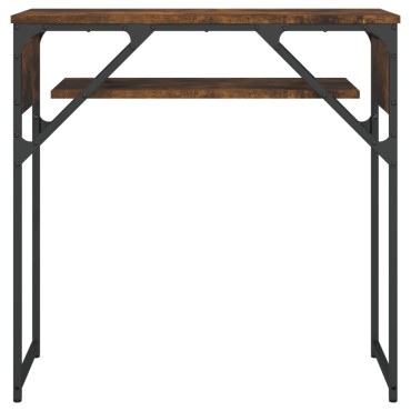 vidaXL Τραπέζι Κονσόλα με Ράφι Καπνιστή Δρυς 75x30x75cm Επεξ. Ξύλο 1 τεμ.