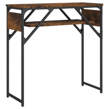 vidaXL Τραπέζι Κονσόλα με Ράφι Καπνιστή Δρυς 75x30x75cm Επεξ. Ξύλο 1 τεμ.