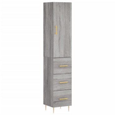 vidaXL Μπουφές Sonoma Γκρι 34,5x34x180cm από Επεξεργασμένο Ξύλο 1 τεμ.