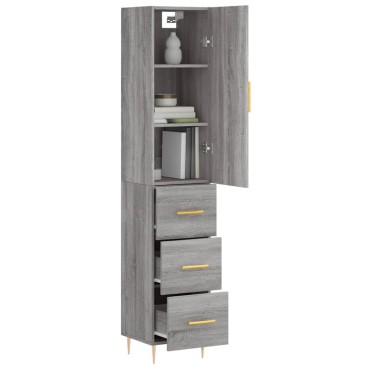 vidaXL Μπουφές Sonoma Γκρι 34,5x34x180cm από Επεξεργασμένο Ξύλο 1 τεμ.