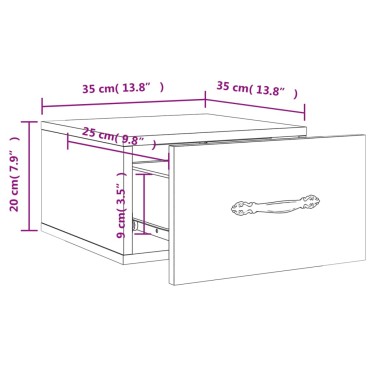 vidaXL Κομοδίνο Επιτοίχιο Λευκά 35x35x20cm 1 τεμ.