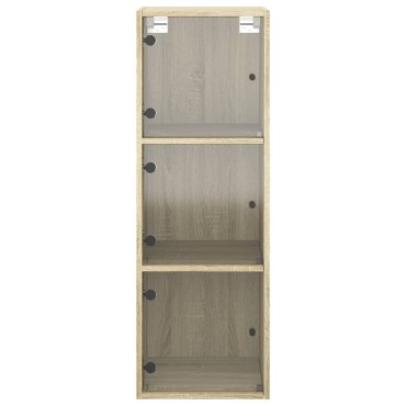 vidaXL Ντουλάπι Τοίχου Sonoma Δρυς 35x37x100cm με Γυάλινες Πόρτες 1 τεμ.