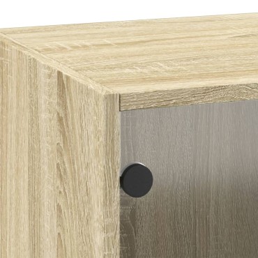 vidaXL Ντουλάπι Τοίχου Sonoma Δρυς 35x37x100cm με Γυάλινες Πόρτες 1 τεμ.